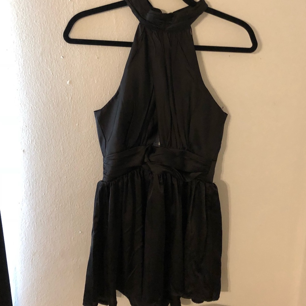 LF Black Silk Criss Cross Romper